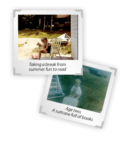 photos of Clare reading as a child